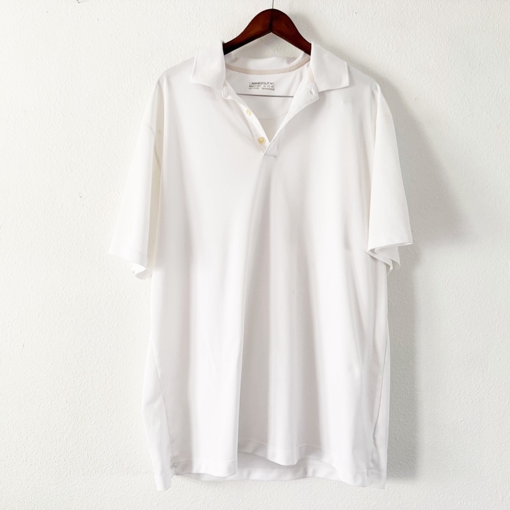 Nike Golf Fit Dry White Men's Polo Size XXL Performance Style 3-Button Neckline